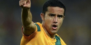 Tim Cahill celebra un gol con Australia.