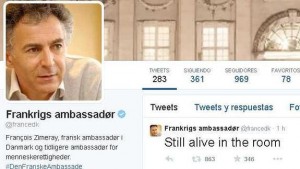 Mensaje publicado en Twitter por el embajador francés en Copenhague