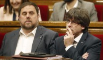 Junqueras y Puigdemont, en el Parlamento catalán.