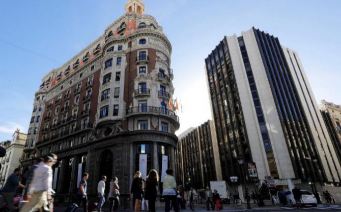 Edificio histórico de Banco de Valencia en Valencia, la nueva sede social de CaixaBank