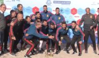 La selección española de fútbol playa celebra la conquista del Europeo